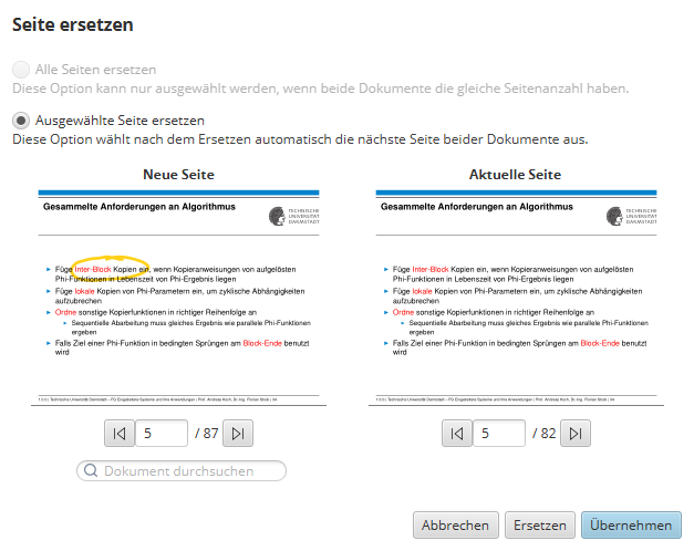 editor replace page dialog